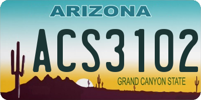 AZ license plate ACS3102