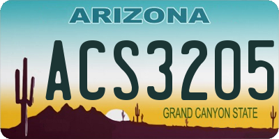 AZ license plate ACS3205