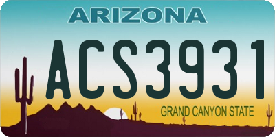 AZ license plate ACS3931
