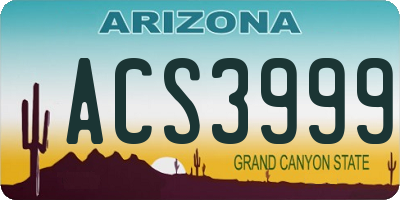 AZ license plate ACS3999