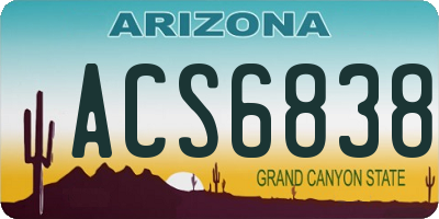 AZ license plate ACS6838
