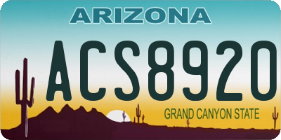 AZ license plate ACS8920