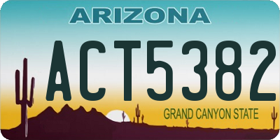 AZ license plate ACT5382