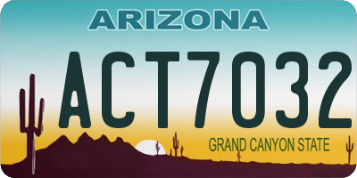 AZ license plate ACT7032