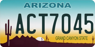 AZ license plate ACT7045