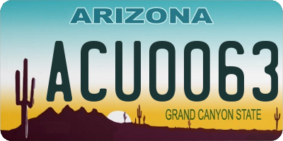AZ license plate ACU0063