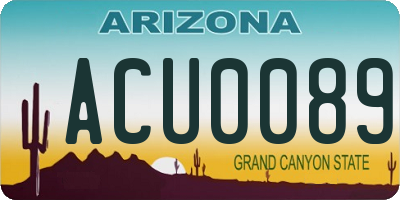 AZ license plate ACU0089