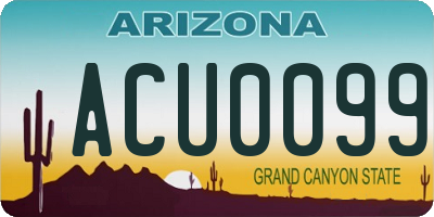 AZ license plate ACU0099
