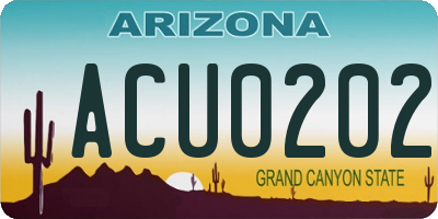 AZ license plate ACU0202