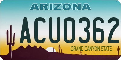 AZ license plate ACU0362