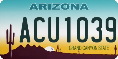 AZ license plate ACU1039