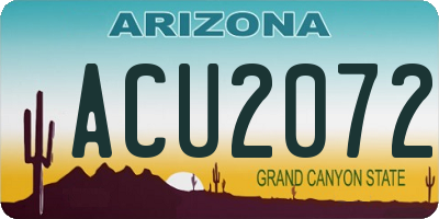 AZ license plate ACU2072