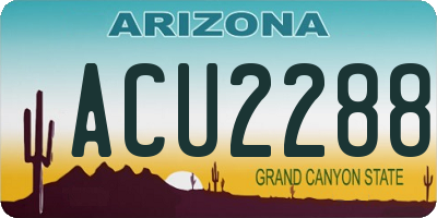 AZ license plate ACU2288