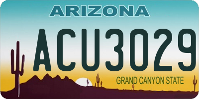 AZ license plate ACU3029
