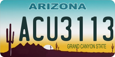 AZ license plate ACU3113