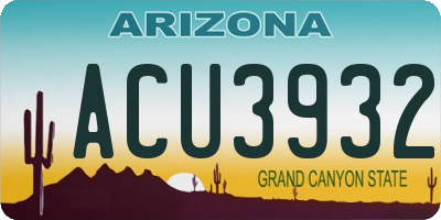 AZ license plate ACU3932