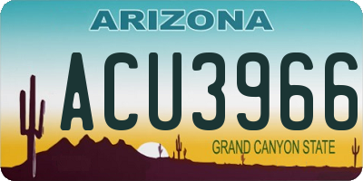 AZ license plate ACU3966