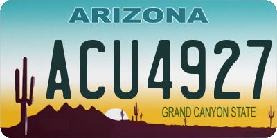 AZ license plate ACU4927