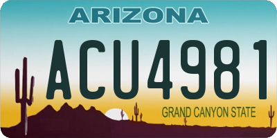 AZ license plate ACU4981