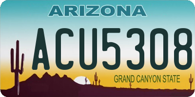 AZ license plate ACU5308