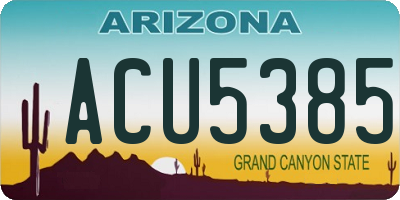 AZ license plate ACU5385