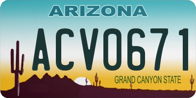 AZ license plate ACV0671