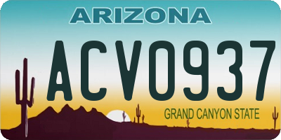 AZ license plate ACV0937