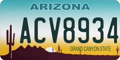 AZ license plate ACV8934