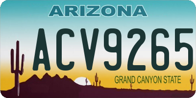 AZ license plate ACV9265