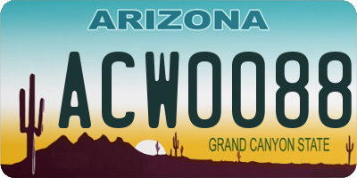 AZ license plate ACW0088