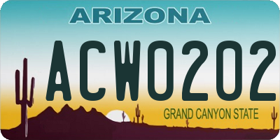 AZ license plate ACW0202