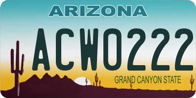 AZ license plate ACW0222