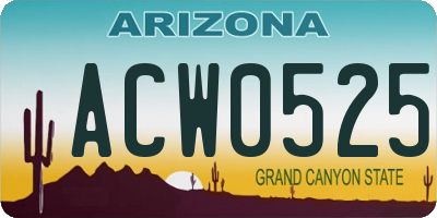 AZ license plate ACW0525