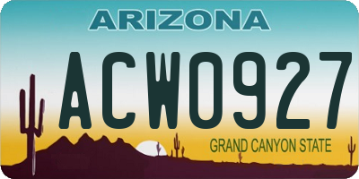 AZ license plate ACW0927