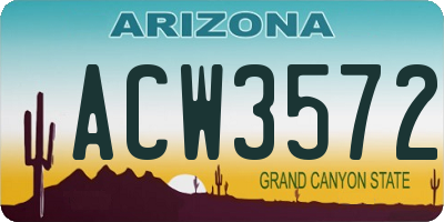 AZ license plate ACW3572