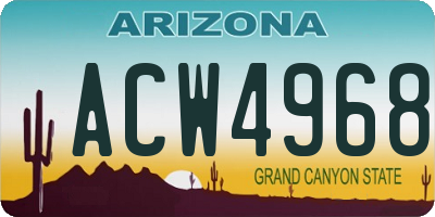 AZ license plate ACW4968