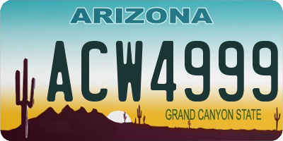 AZ license plate ACW4999