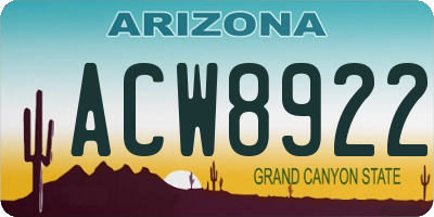 AZ license plate ACW8922
