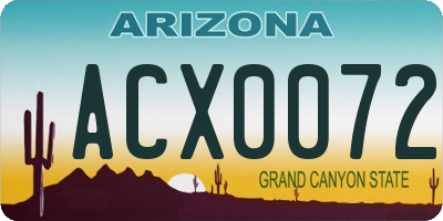 AZ license plate ACX0072
