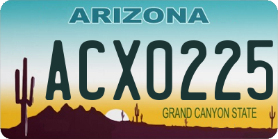 AZ license plate ACX0225