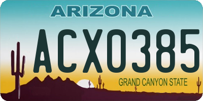 AZ license plate ACX0385