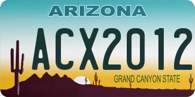 AZ license plate ACX2012