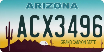 AZ license plate ACX3496