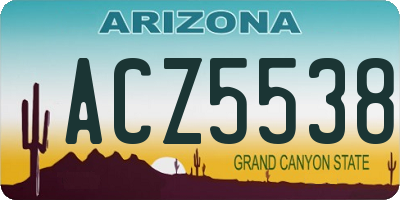 AZ license plate ACZ5538