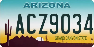 AZ license plate ACZ9034