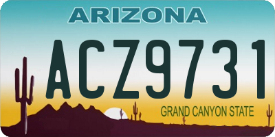 AZ license plate ACZ9731