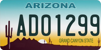 AZ license plate AD01299