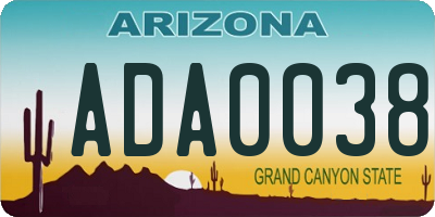 AZ license plate ADA0038