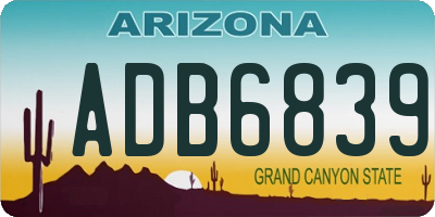AZ license plate ADB6839