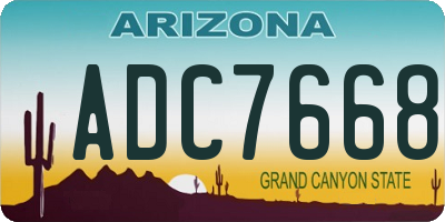 AZ license plate ADC7668